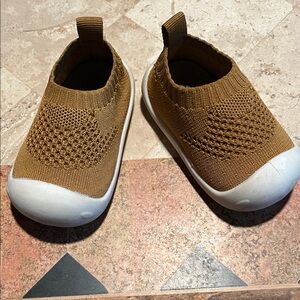 Kids' Knit Slip-On Sneakers - Brown and White